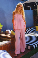 Pink Smocked Strapless Top