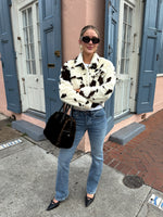 Cow Print Faux Fur Short Jacket