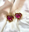 Purple Heart Clip on Earrings