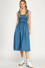 Denim Ruffle Midi Dress