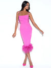 Fuchsia Feather Midi Dress