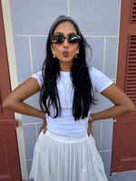 White Asymmetrical Maxi Skirt