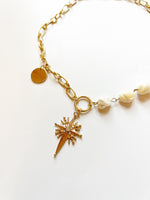 Pearl and Rhinestone Starburst Necklace
