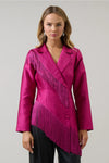 Magenta Festive Fringe Blazer Jacket