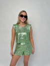 Jazzy Green Sequin Set Shorts