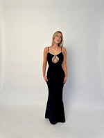 Black Fitted Rhinestone Gown