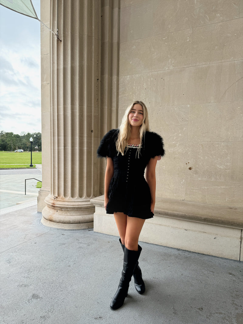 Black Rosette Mini Dress