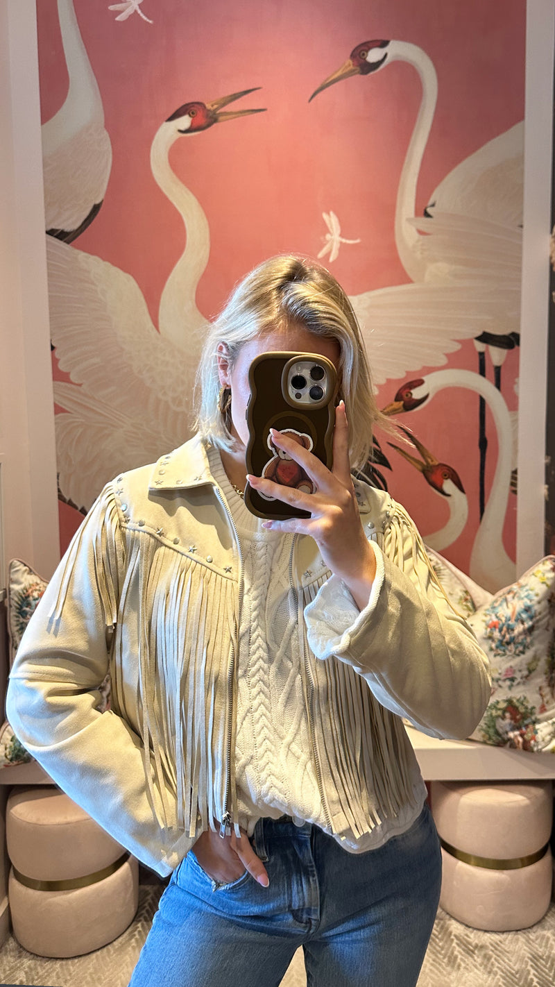 Suede Fringe Studded Jacket