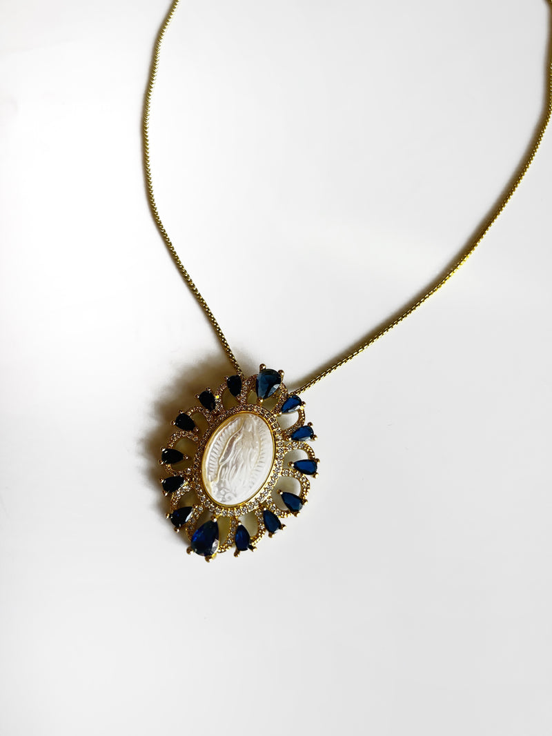 Sapphire Pearlized Mary Necklace