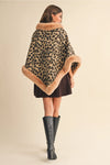 Leopard Fur Trimmed Poncho