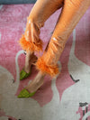 Orange Sequin Feather Pants