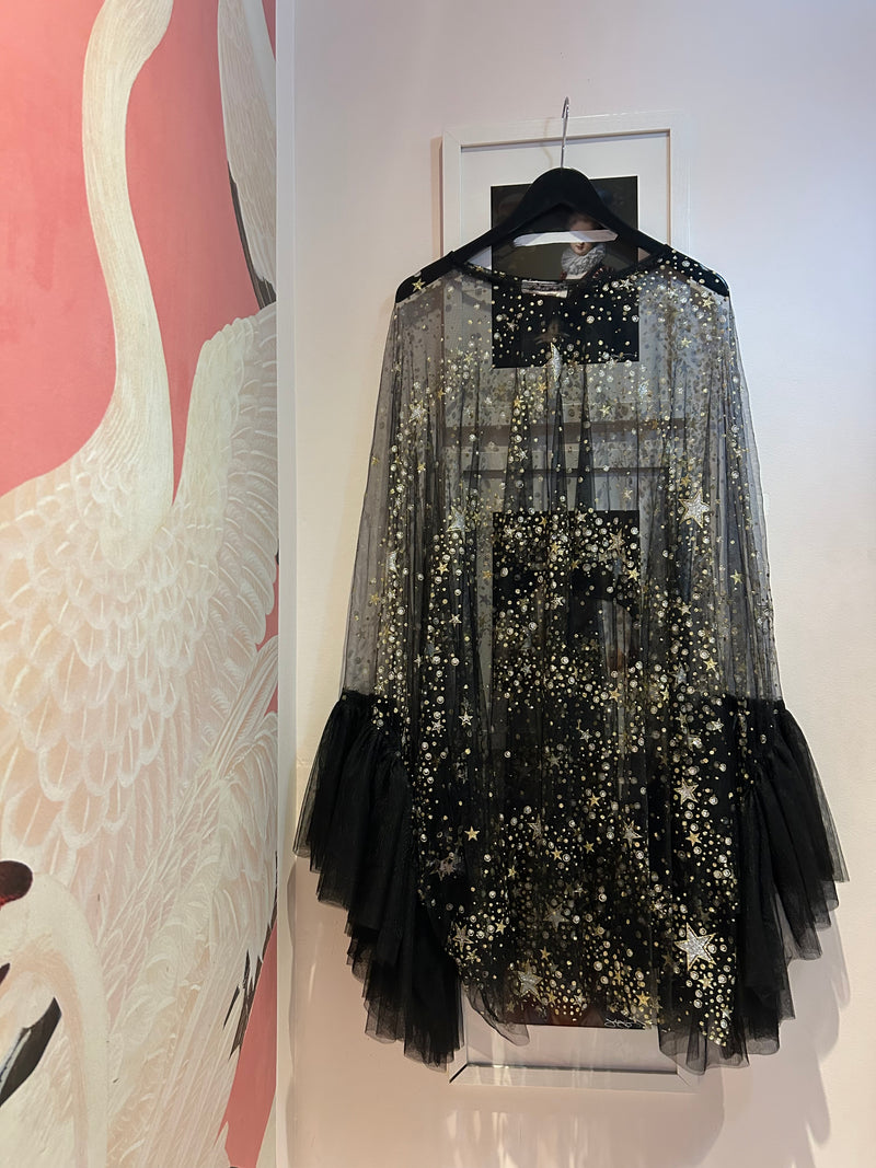 Celestial Black Tulle Sheer Dress