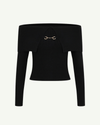 Serena Black Knit Off The Shoulder Top