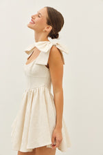 Ivory Jacquard Bow Dress