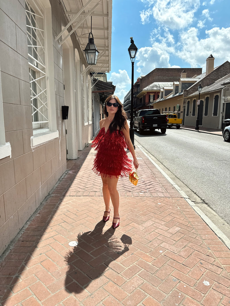 Red Fringe Sequin Dress