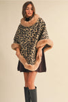 Leopard Fur Trimmed Poncho