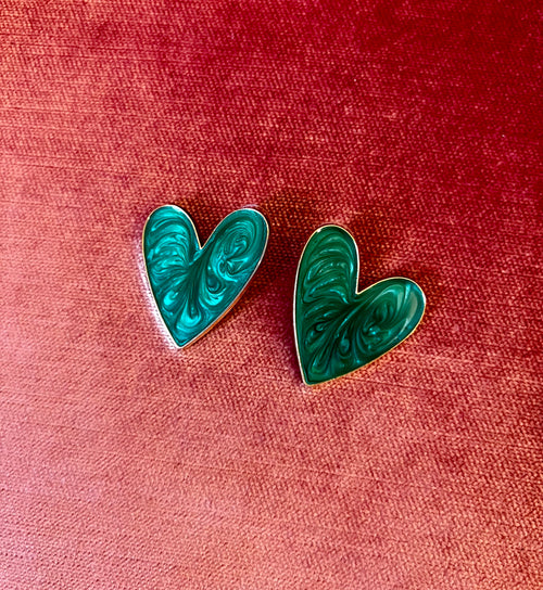 Emerald Green Heart Earrings