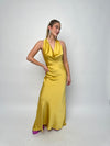 Golden Open Back Long Dress