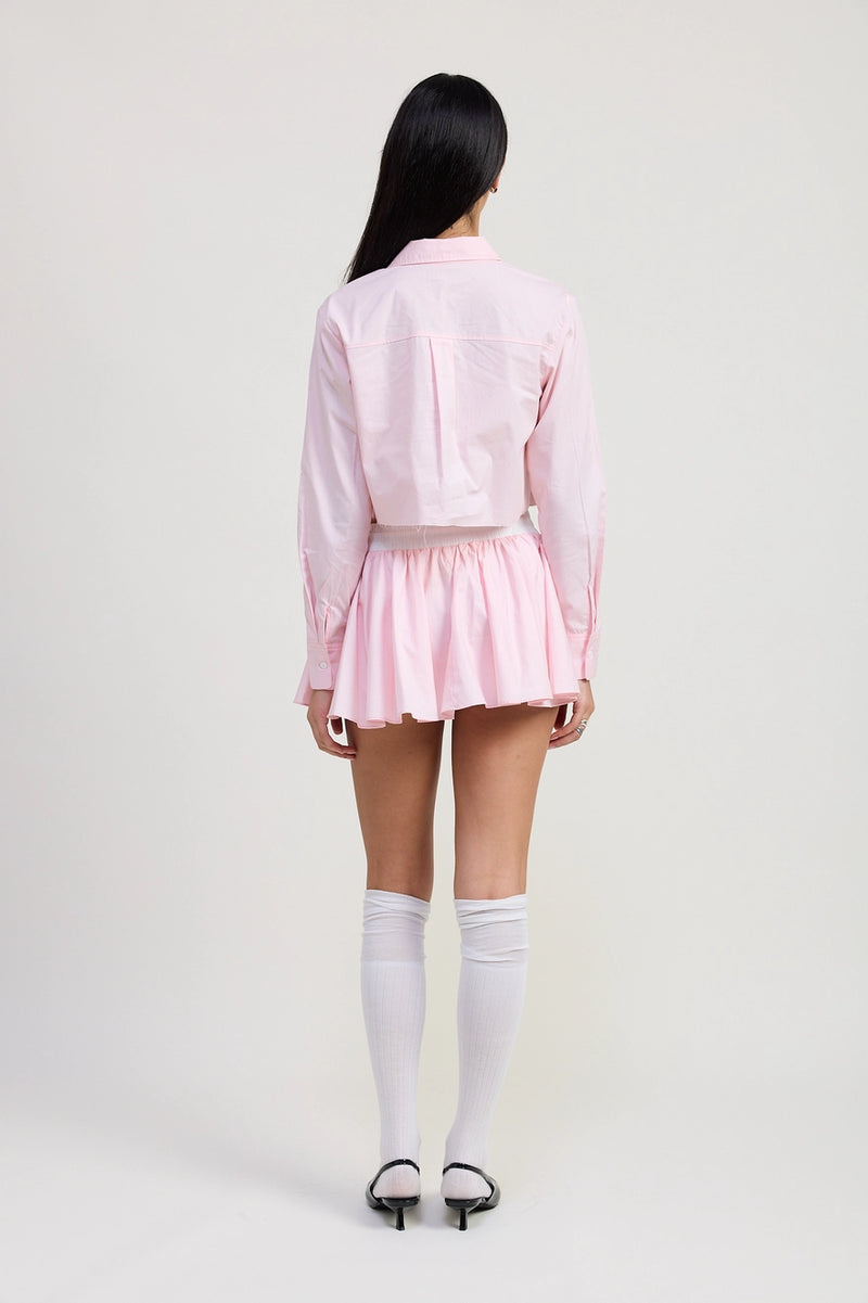 Hallie Pink Poplin Mini Skort