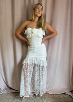 White Lace Rosette Gown