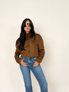 Walnut Faux Suede Bomber Jacket