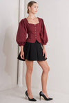 Sophia Maroon Scalloped Blouse