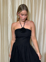 Black Rosette Maxi Dress