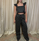 Black Floral Pant Set