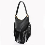Black Leather Fringe Mini Purse
