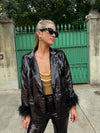 Black Sequin Feather Blazer