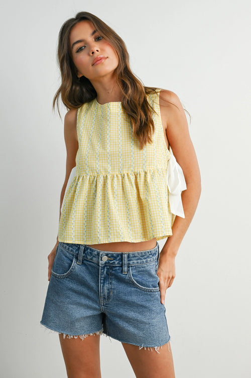 Lemon Meringue Gingham Top