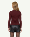 Burgundy Ruched Long Sleeve Top