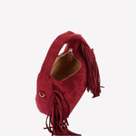 Burgundy Suede Fringe Purse