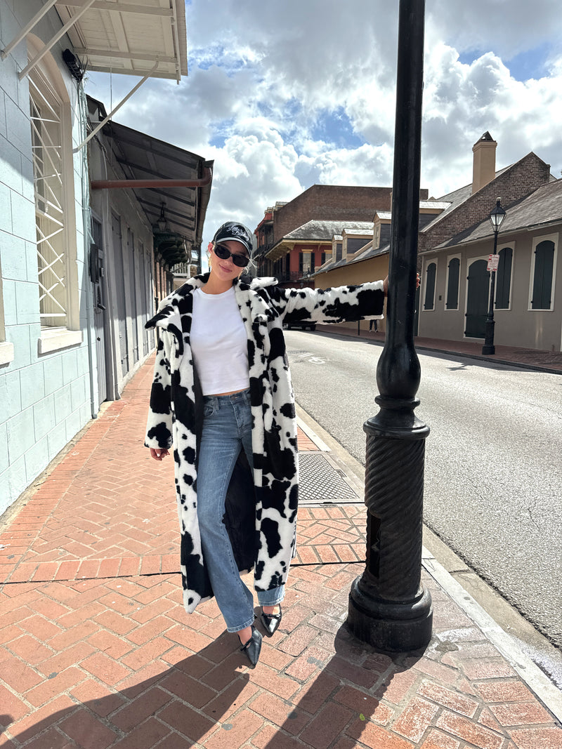 Cow Printed Long Coat