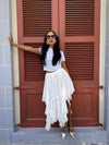 White Asymmetrical Maxi Skirt