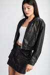 Black Faux Leather Zip Jacket