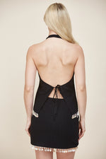 Mother of Pearl Black Linen Halter