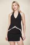 Mother of Pearl Black Linen Halter