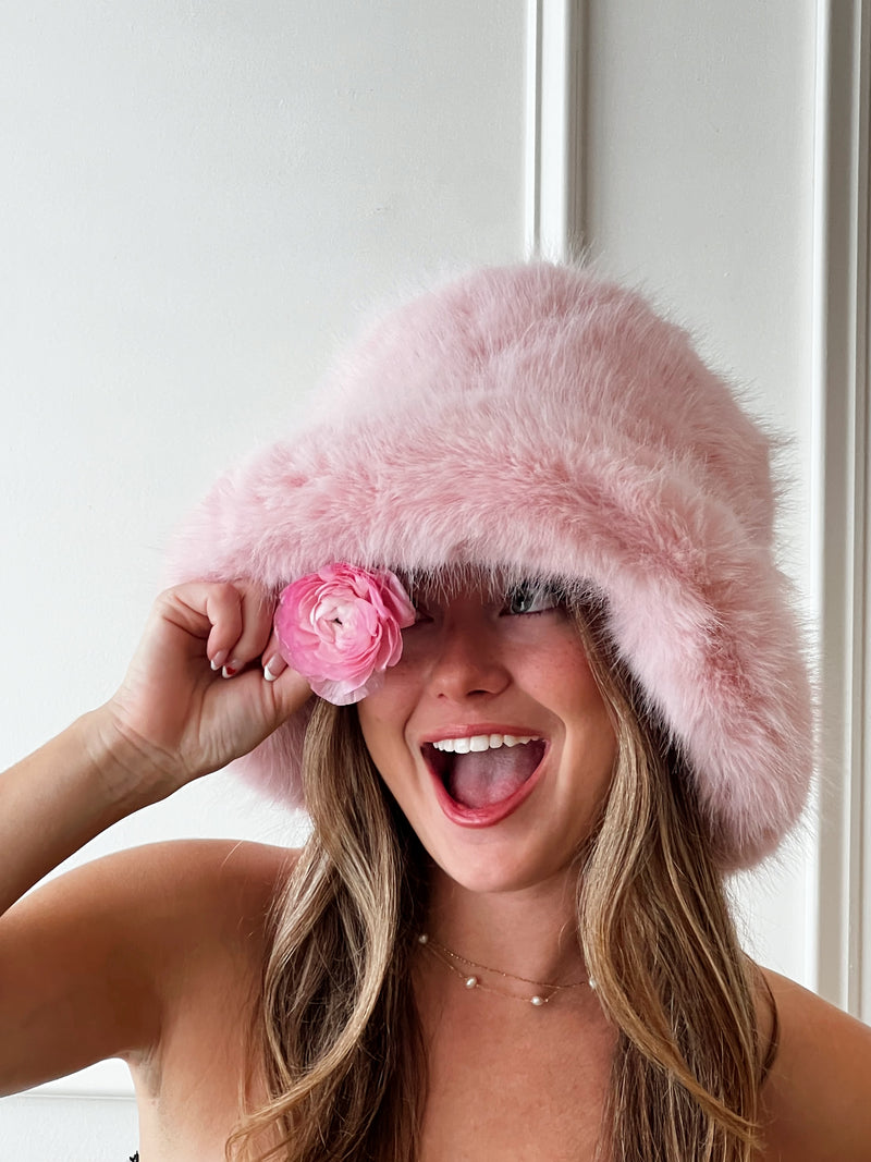 Pink Faux Fur Hat