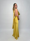 Golden Open Back Long Dress