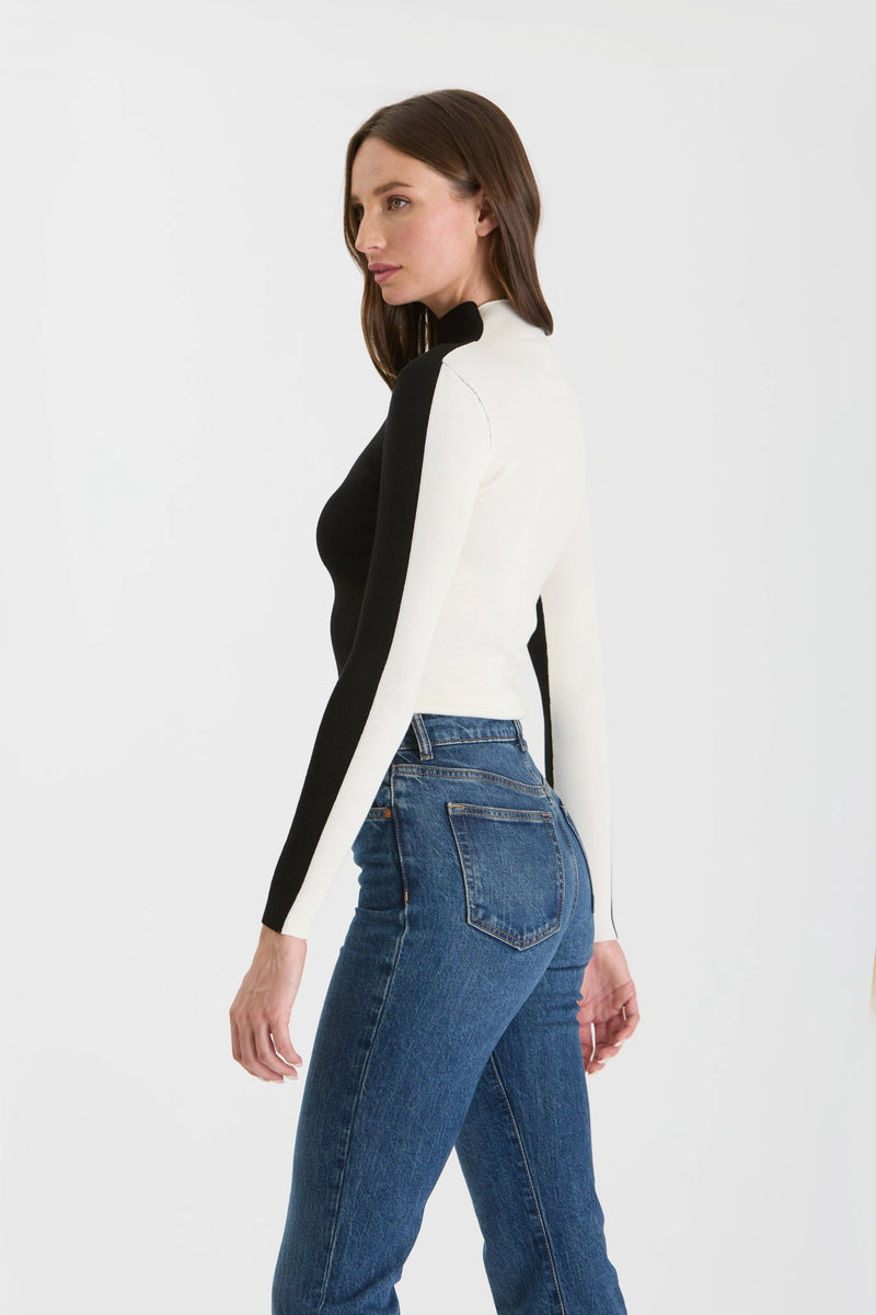 Black & White Color Block Turtleneck