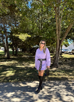 Lavender V Neck Sweater Dress