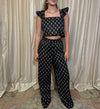 Black Floral Pant Set