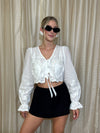 Eyelet Heart Tie Front Top
