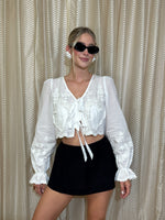 Eyelet Heart Tie Front Top