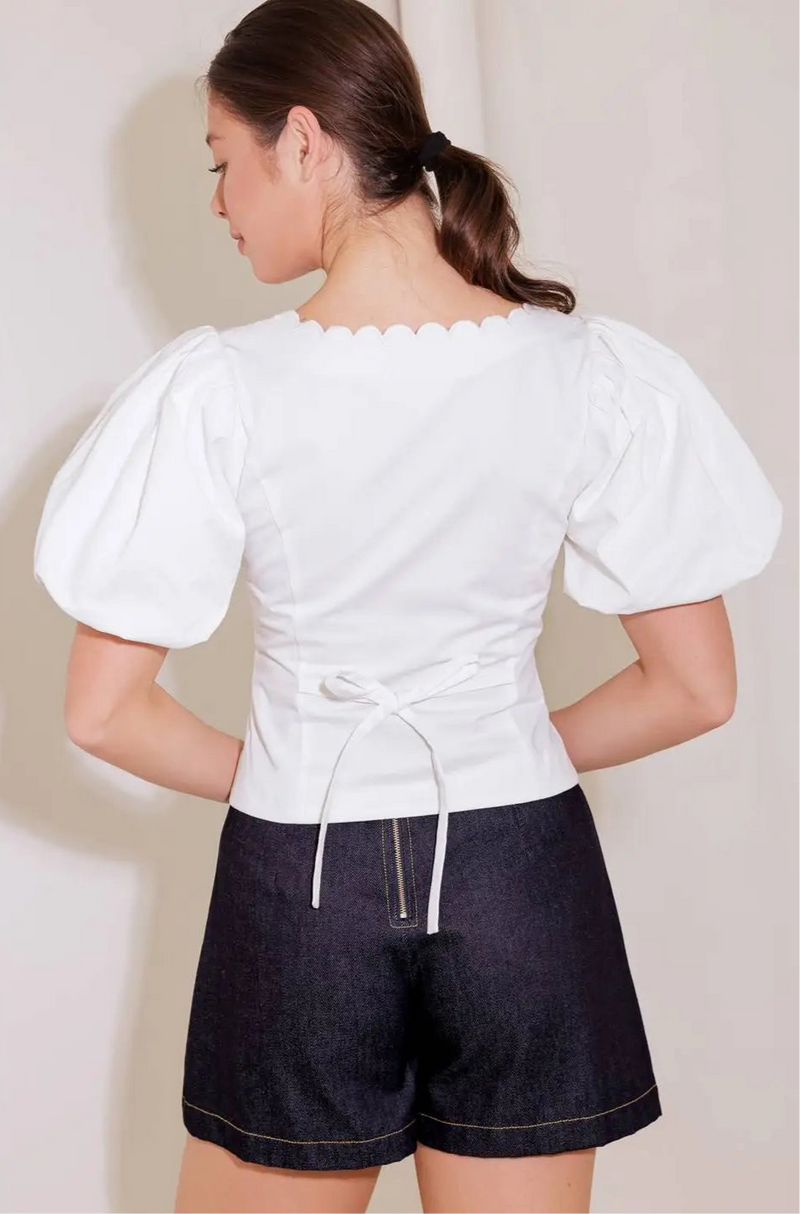 Eliza White Scalloped Blouse