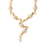 Pearl Stone & Chain Y Necklace
