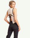 Beige Contrast Knit Tank Top