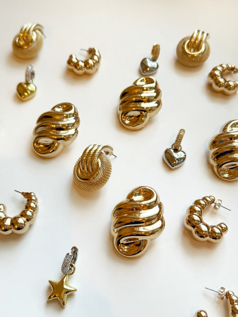 Large Golden Croissant Earrings