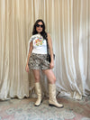 Leopard Denim Mini Skort